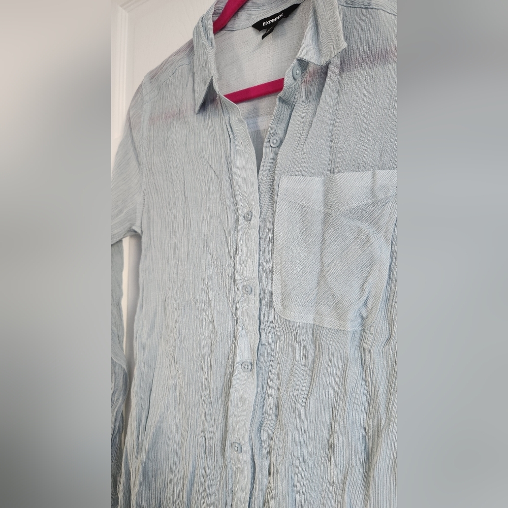 Express Light Blue Button-Up Shirt - Picture 2 of 5